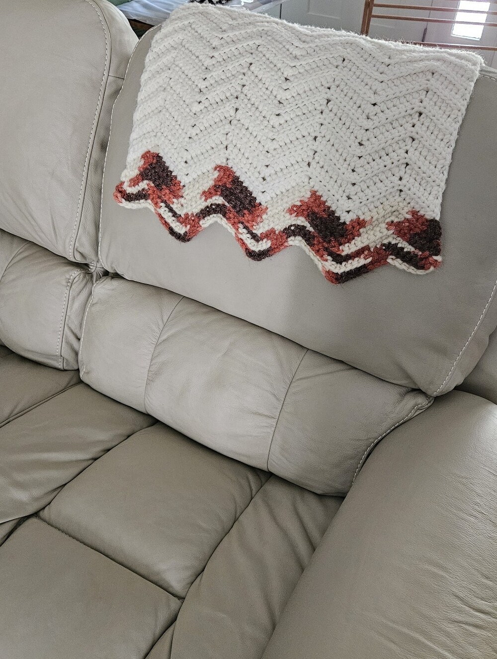 18x21 Vintage 80s Handmade Crochet Doll Baby Blanket Earthy Chevron